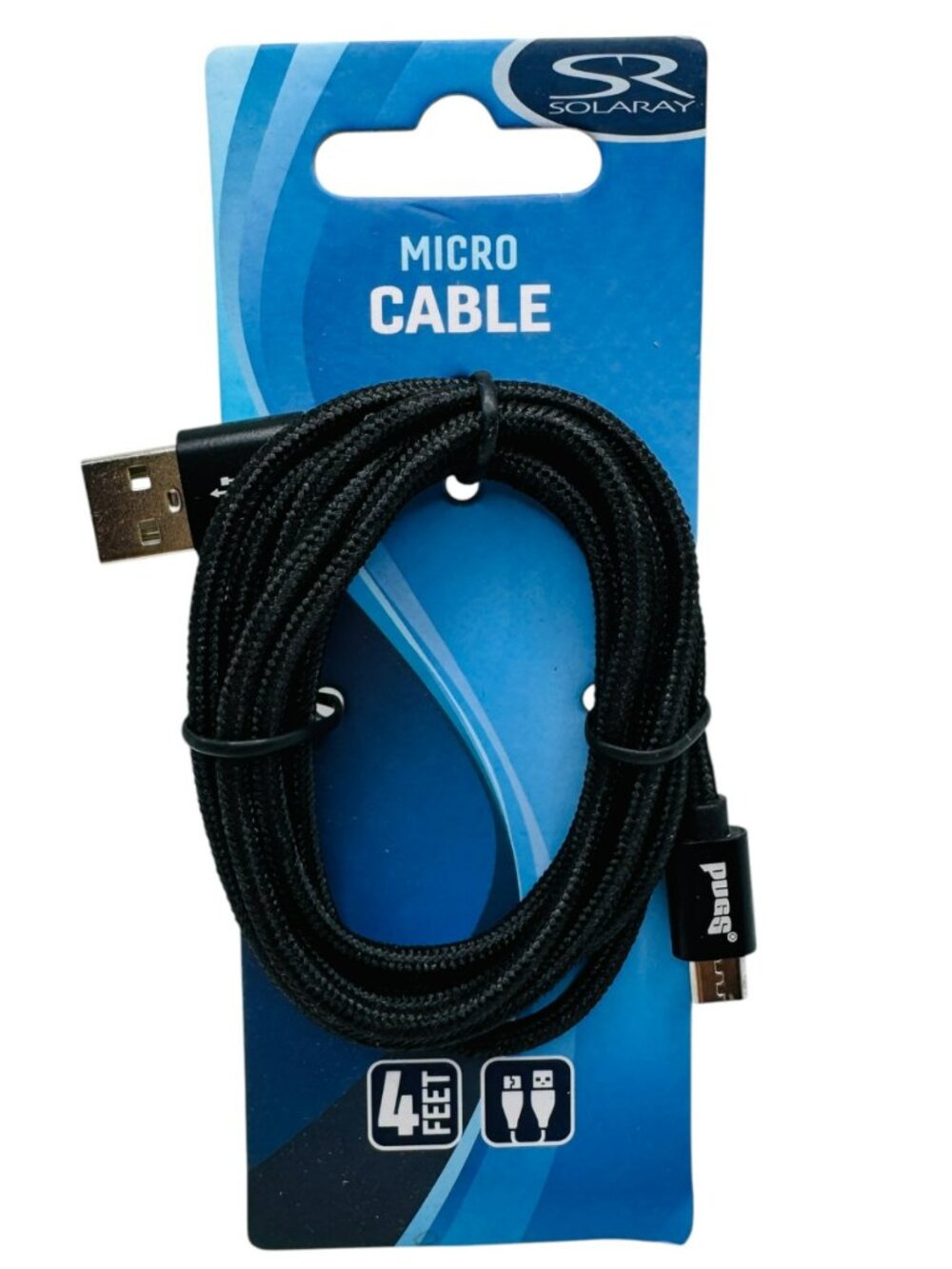 Solaray Micro USB Cable 3 Ft Black Braided Charge Sync Cord